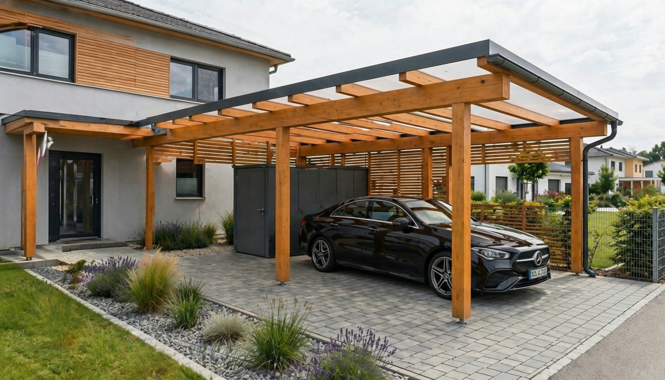 Carport an Grenze