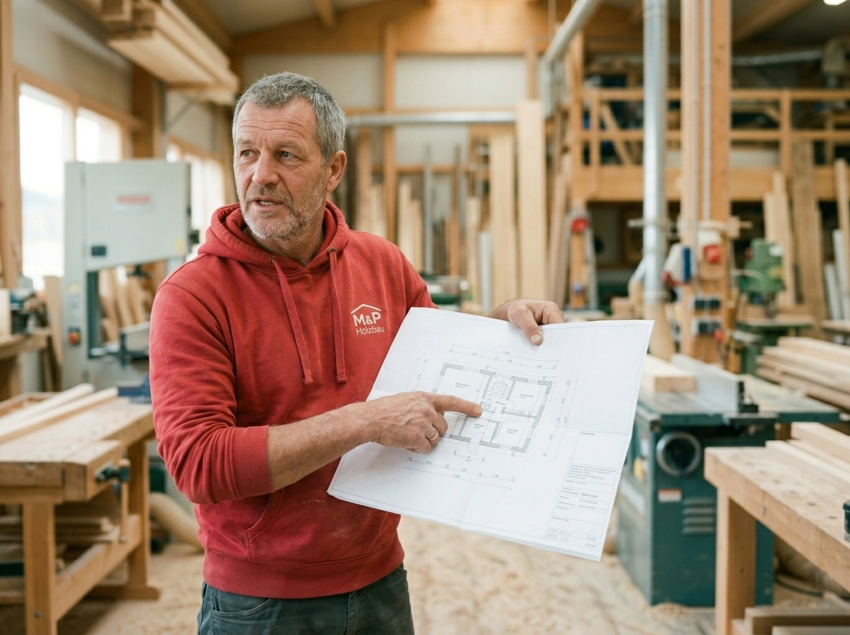 Harald prüft Bauplan – Genehmigung und Grenzbebauung