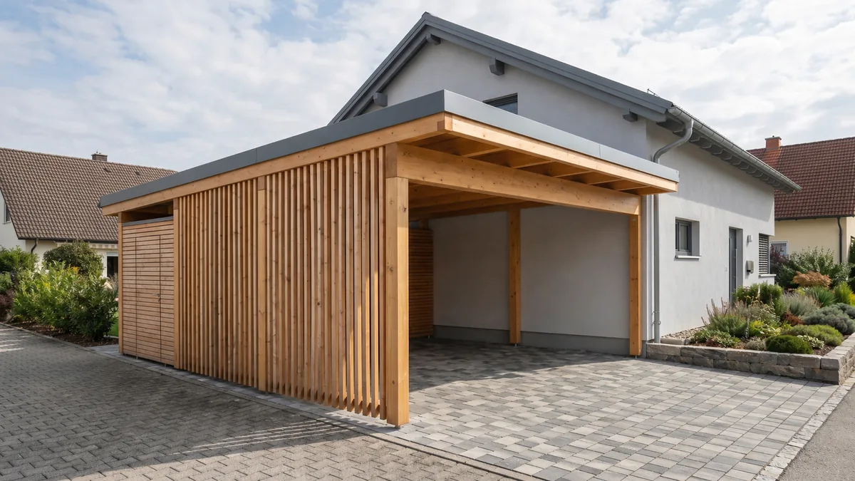 Carport mit vertikaler Lamellenwand – Baden, NÖ